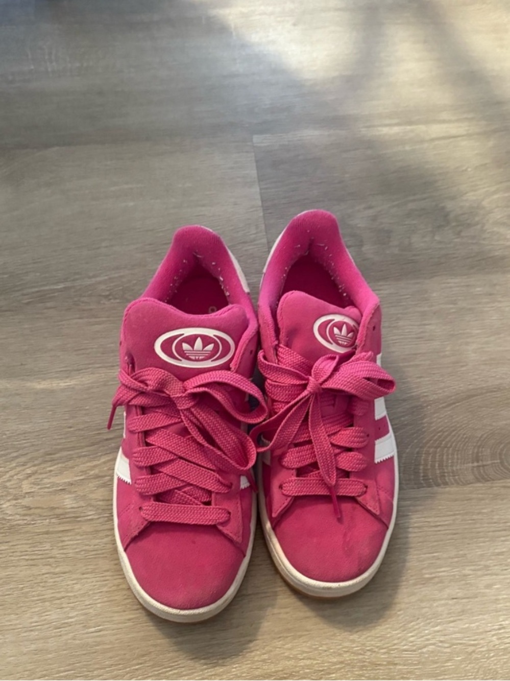 adidas Hot Pink Suede Sneakers with White Accents campus